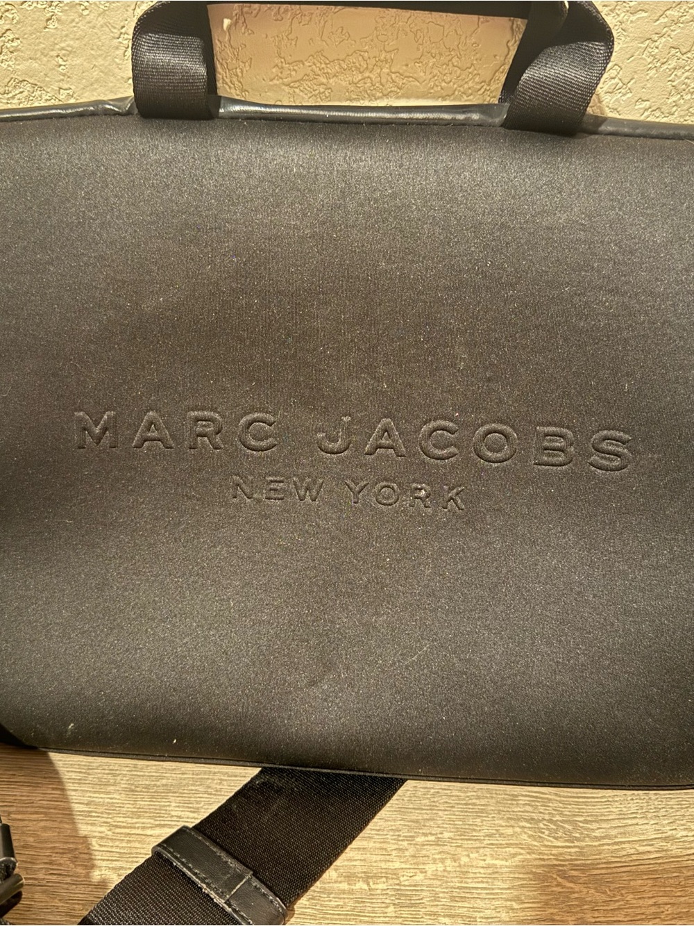 Marc Jacobs Black 15” Laptop Messenger with Embossed Logo